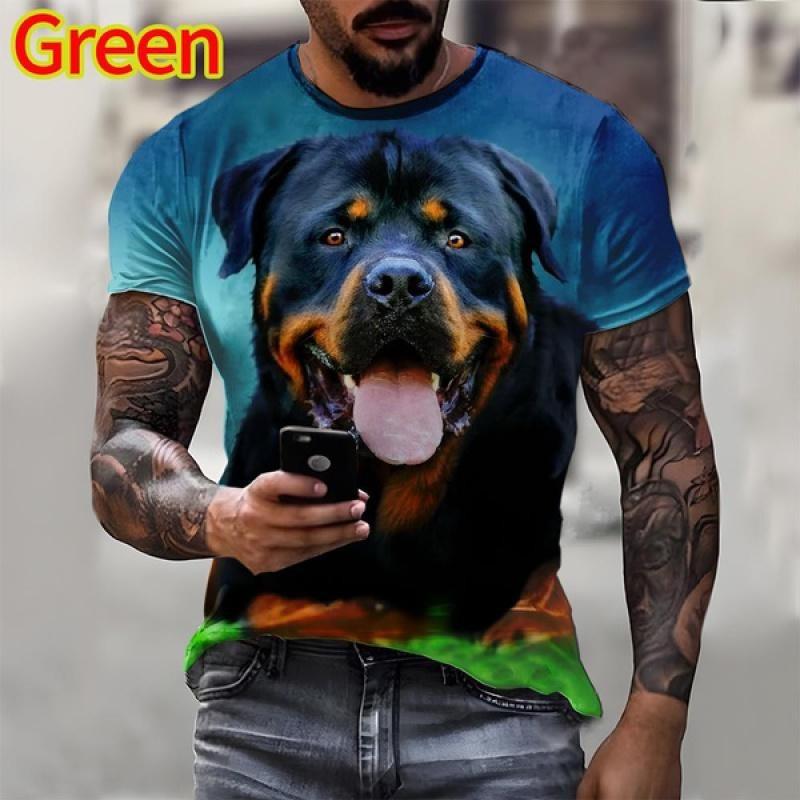Футболка с милым домашним питомцем, собачкой, ротвейлером, 3D-печатью, мужская и женская, летняя, повседневная, с короткими рукавами, забавная футболка