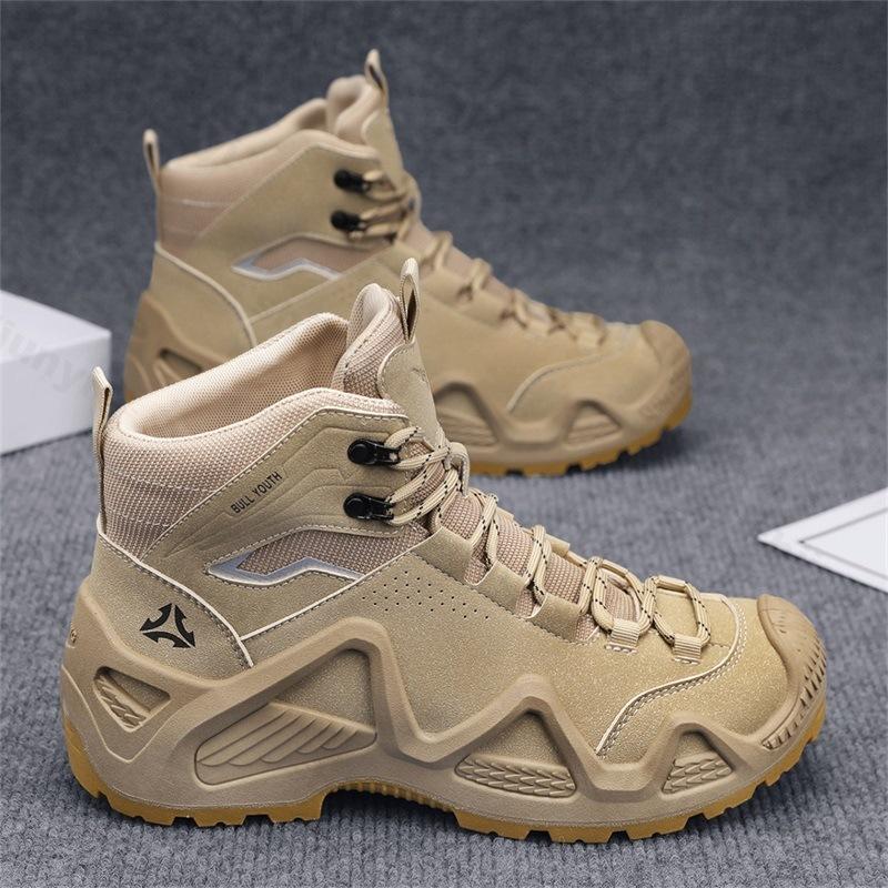Men Tactical Boots with Straps 2025 Autumn Combat Training Straps Outdoor Hiking Breathable Shoes Multifunctional Motorcycle
