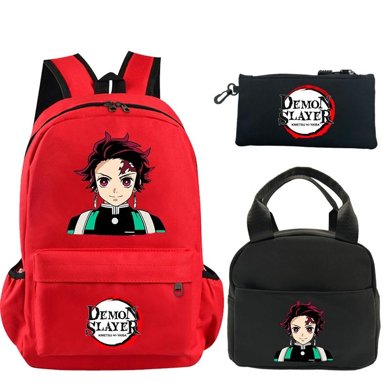 3 шт./компл. рюкзак «Убийца Демонов» с принтом, сумка для обеда, пенал для подростков, детский школьный рюкзак для девочек и мальчиков