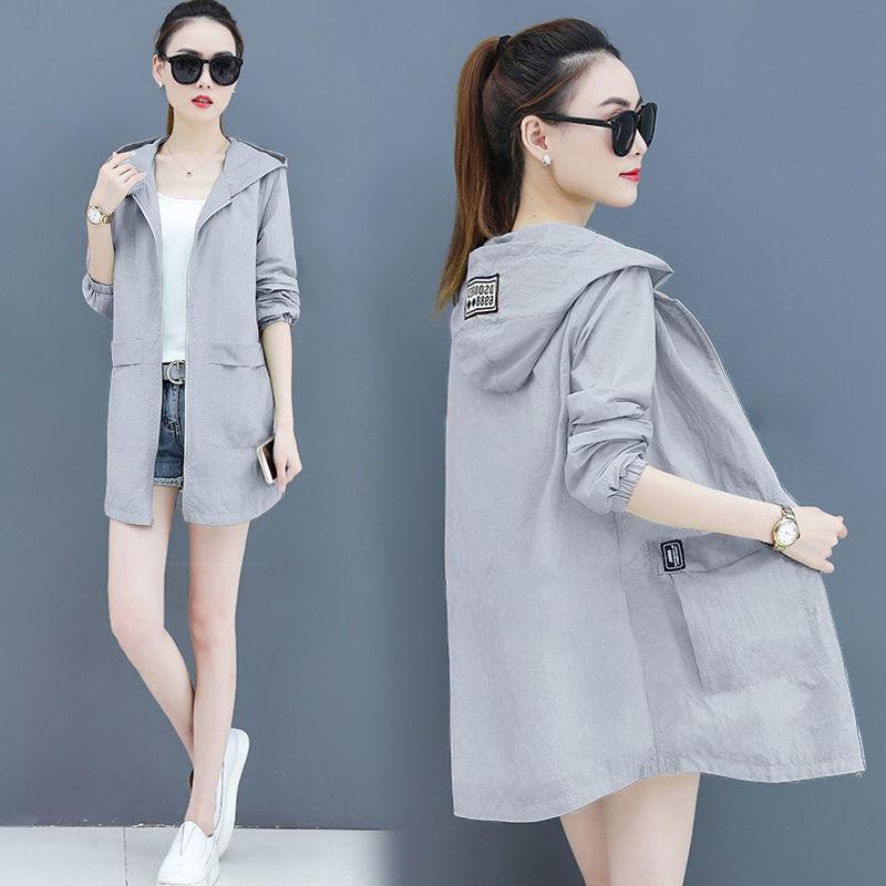 Женская летняя однотонная тонкая куртка с капюшоном, уличная солнцезащитная одежда, повседневная свободная куртка, пальто