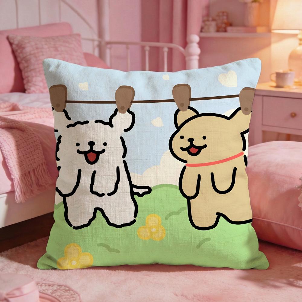 Line PPuppys Cute Dog Cushion Cover Premium Comfort Reversible Pillow Cove Two In One Design For Any Room Car Interior