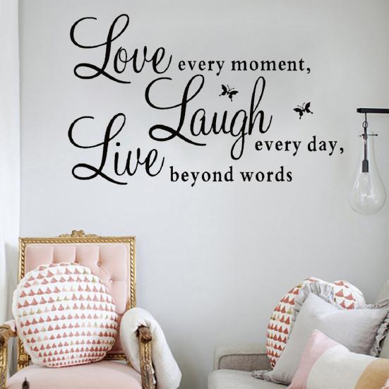 Inspirational Words Love Butterfly Wall Sticker Decal Room Home Wallpaper Decor