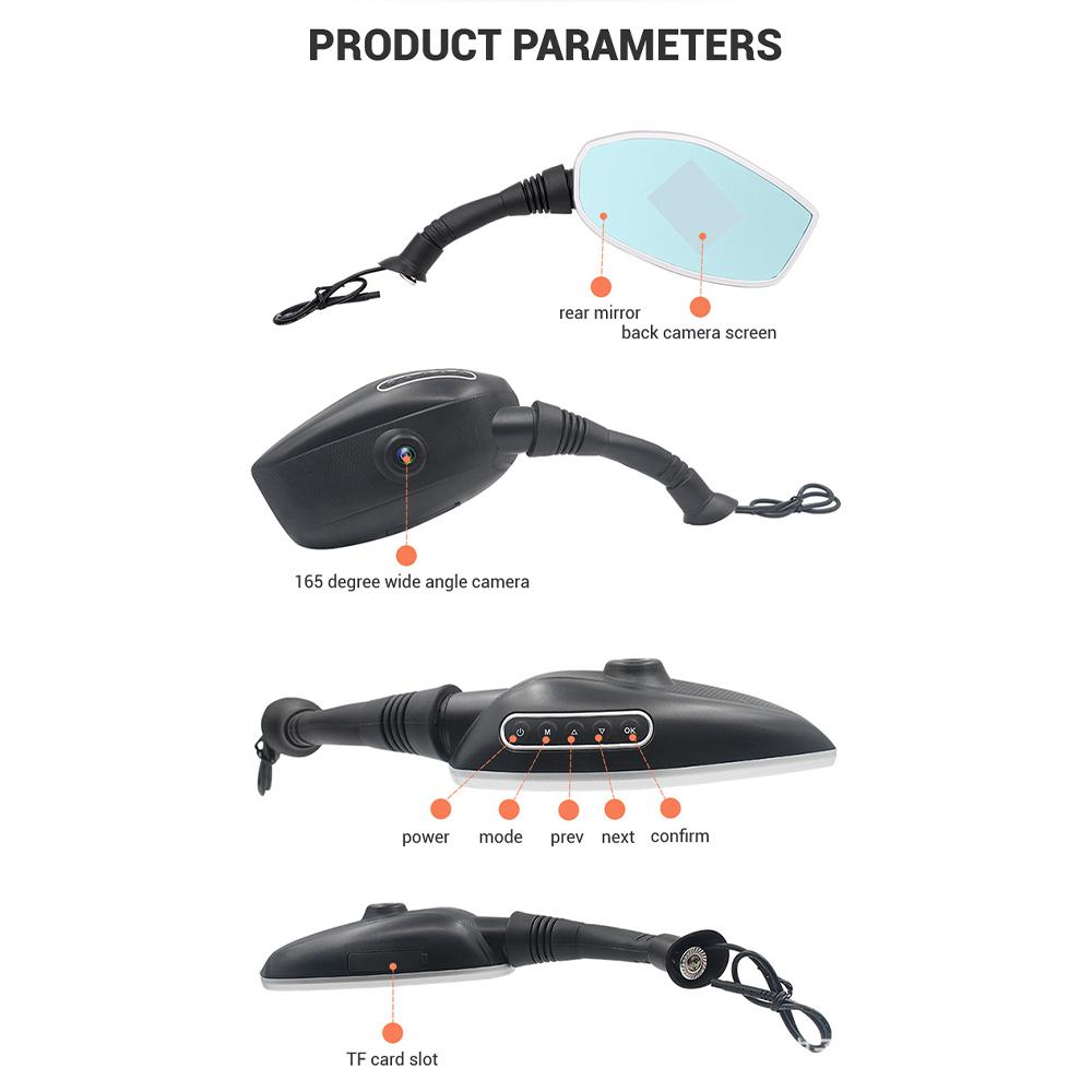 Мотоциклетный видеорегистратор Dash Cam 1080P Водонепроницаемый Двойной Объектив Зеркало Камера Переднего и Заднего Вида 165 Градусов Широкоугольный Видеорегистратор Действия