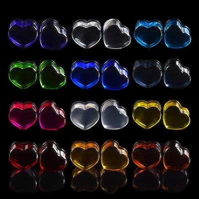 6-30 мм цветные акриловые ушные манометры в форме сердца, заглушки для туннелей, расширитель для ушей, носилки, украшения для тела