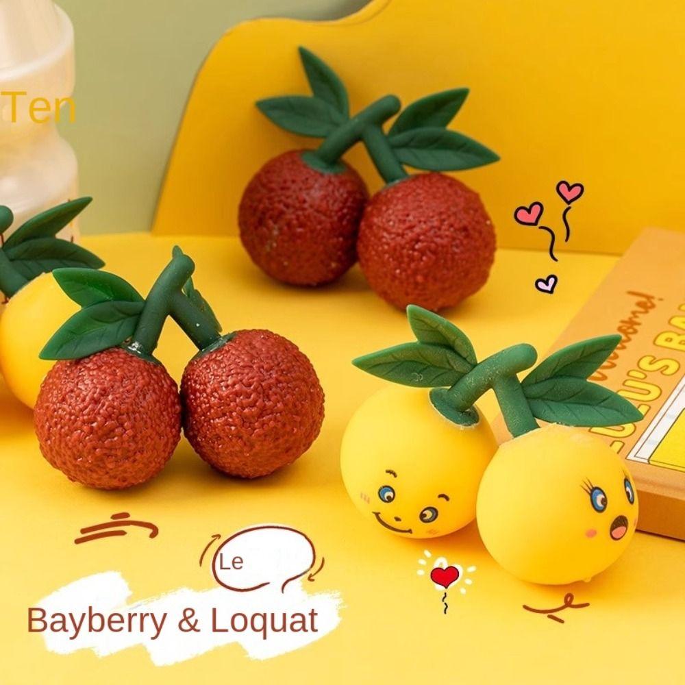 Shapeable Yangmei Skewers Squeeze Toy Fresh Fruit Pinch Toy Funny Rubber Squeeze Toy  Kids Toys