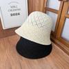 Bucket hat rhombus hollow knitted hat women's summer big brim breathable bucket hat versatile travel sunscreen hat