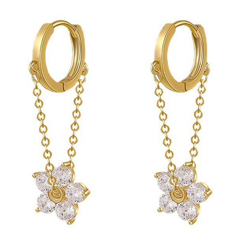 Корейские элегантные серьги-кольца с цветком для женщин и девочек, металлическая цепочка-букле Oorbellen, повседневные ювелирные изделия, подарок