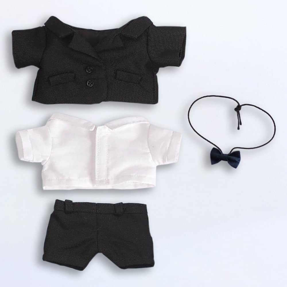 niannyyhouse 20cm Doll Clothes Suit with White Shirt, Ribbon, and Pants, Cotton Doll Clothes for Plush Toys (Black-1)