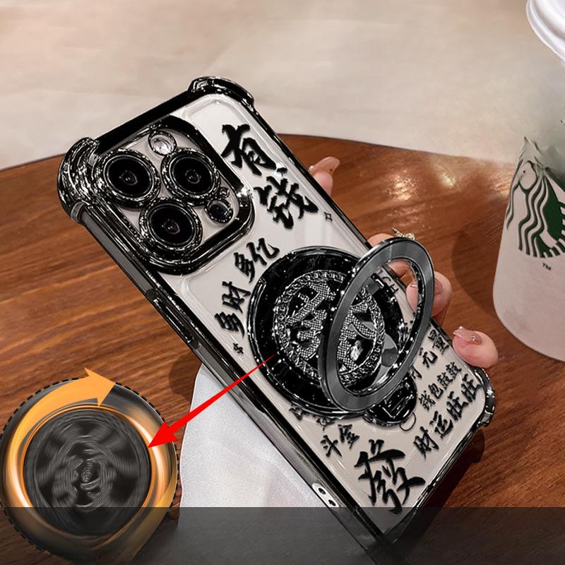 Вращающийся держатель для волос Подходит для чехла для мобильного телефона Apple 16promax 15 Гальванизированный Противоударный 14 Национальный стиль 13 Прозрачный 11 Силиконовый