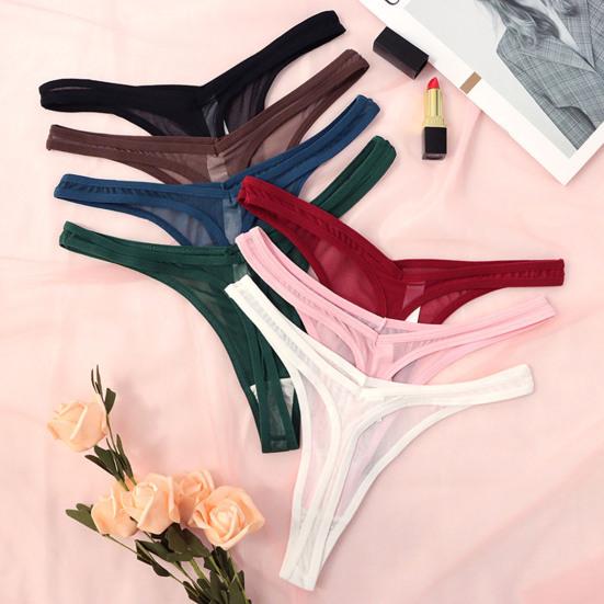 Stylish Ultra-thin Dressing Up Breathable Perspective Net Yarn Bikini Thong Underpants Inner Wear G-String Briefs