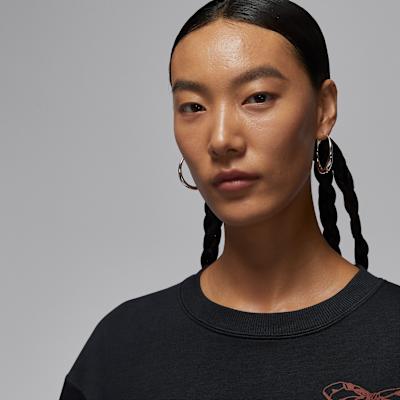 Women's Jordan Sweatshirts Women's Black Crew Neck Moderate Regular
