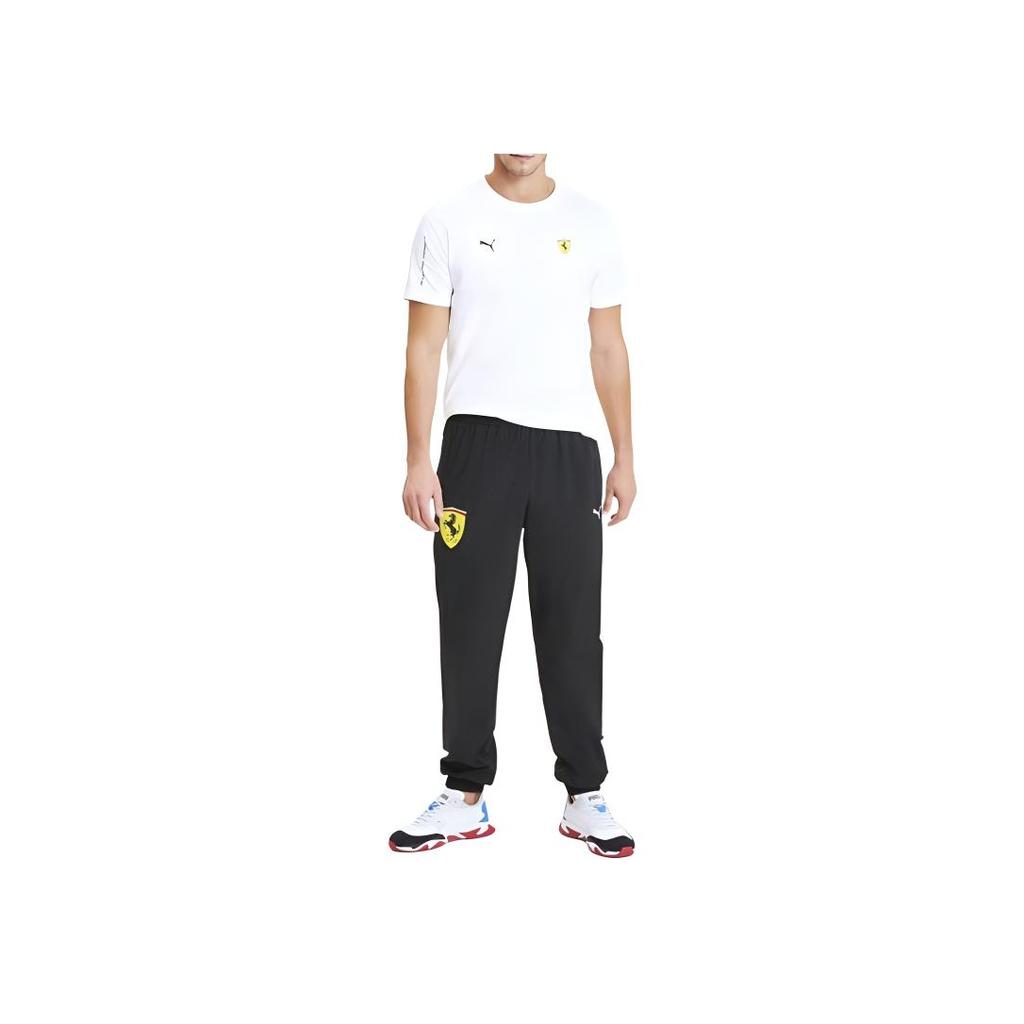 Puma X Логотип Ferrari Прямые брюки с манжетами Повседневные мужские брюки Черный 596138-02