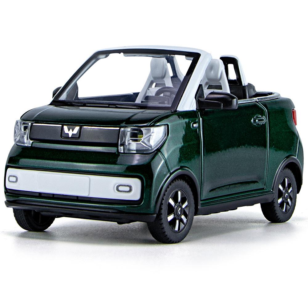 Масштаб 1/24 WuLing MINI EV, имитация украшения автомобиля, литой грузовик из сплава, статическое электричество может открыть дверь, игрушечный автомобиль, подарок для взрослых для любителей коллекции