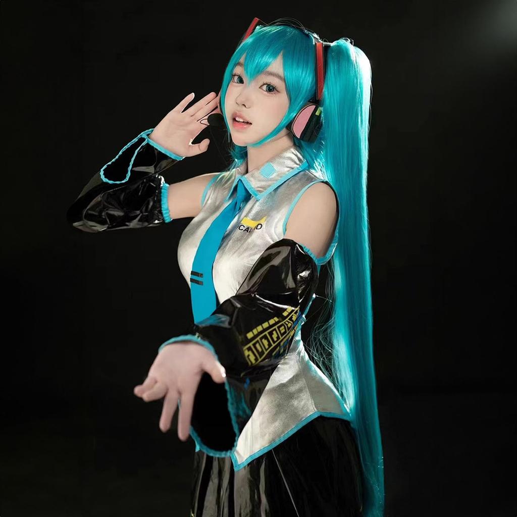 [Milky Time] Hatsune Miku Cosplay Halloween VOCALOID Original Costume with Wig (Outfit, Size L)