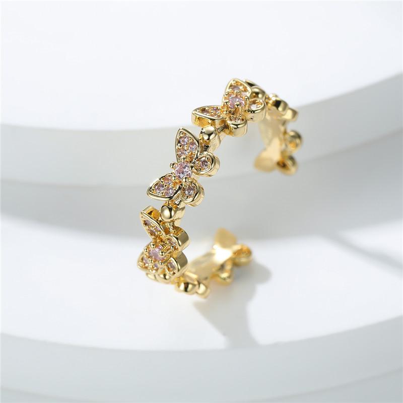 Изящные маленькие открытые кольца в виде бабочек для женщин, обручальное кольцо в стиле бохо с серебряным цветом и белым кубическим цирконием