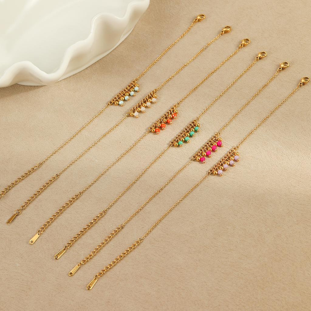 GEMCHIC Women's Geometric Tassel Bracelet Fashion Colorful Beaded Chain Jewelry