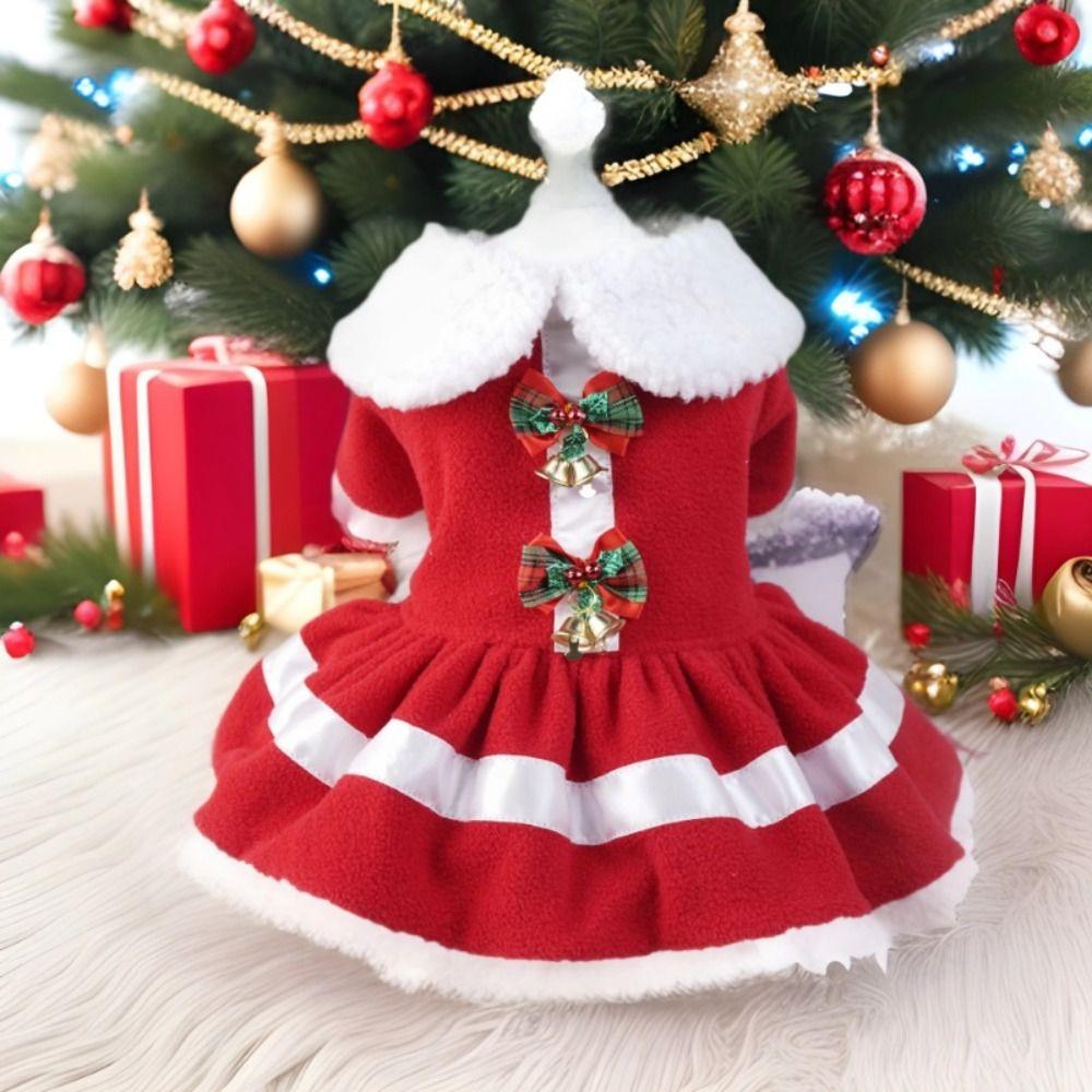 Fashion Cute Santa Claus Dog Skirt Breathable Warm Cats Christmas Dress Soft Dog Winter Clothes for Puppy Kittens