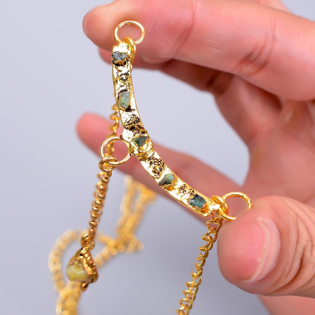 Эфиопский опал драгоценный камень золотая отделка цепочка гальваноформованное свадебное колье ювелирное изделие V-80