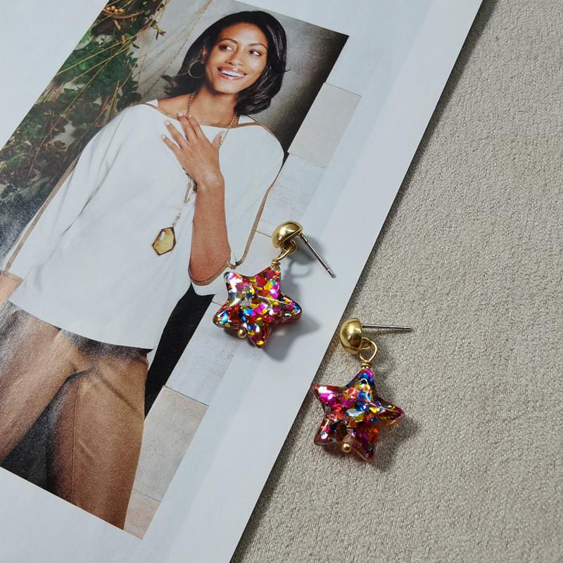 2021 Colorful Retro Star Christmas 925 Silver Earrings