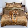 3D Tiger Bedding Set King Queen Full Twin Size Brown Animal Duvet Cover Jungle Wildlife Comforter Cover Polyester Quilt Cover