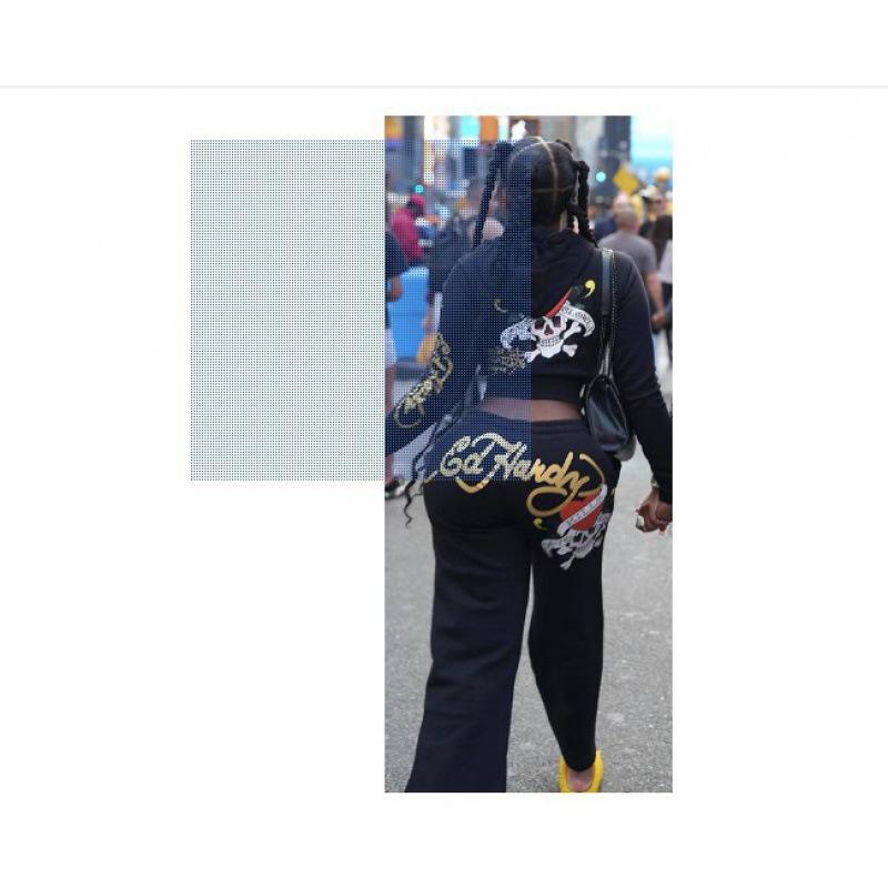 Европейский и американский женский повседневный костюм-двойка с уличным принтом 2024 года — разноцветный комплект Girlfriend