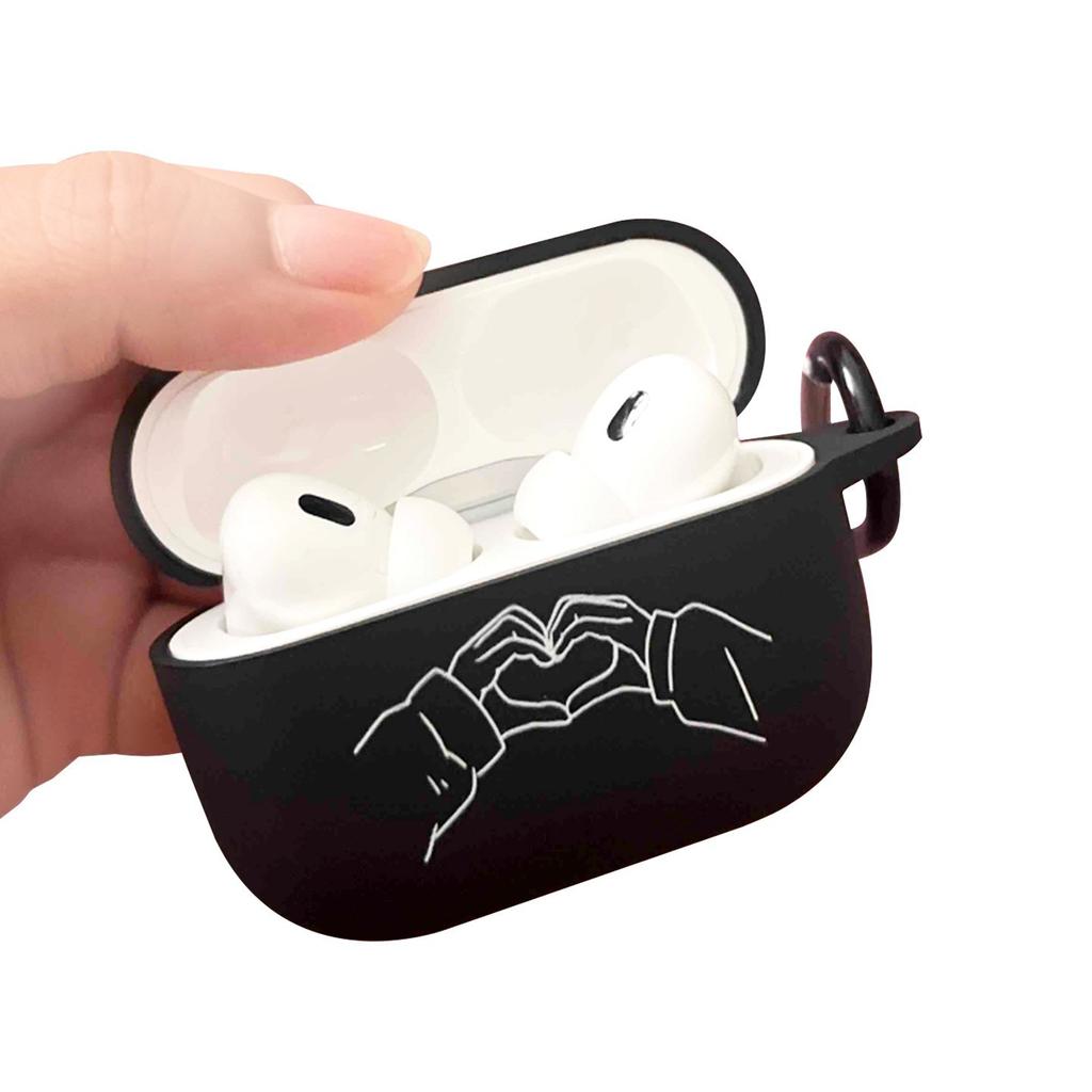 Жест сердце для AirPods Pro1 черный ТПУ матовый чехол для наушников apple мультяшный