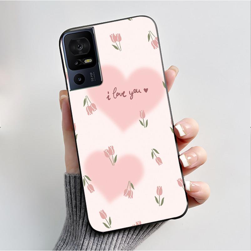 Phone Cover For TCL 40 SE 40 XL 40T Case Silicone Luxury Butterfly Flowers Black Bumper Soft TPU Coque for TCL 40SE 40XL Funda