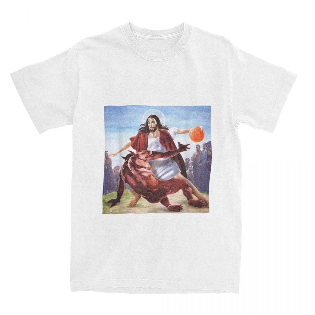 Not Today Satan Jesus Vs Satan In Basketball Unisex WoUnisex T Shirts parody Merch Funny TShirt Cotton All Seasons Clothes