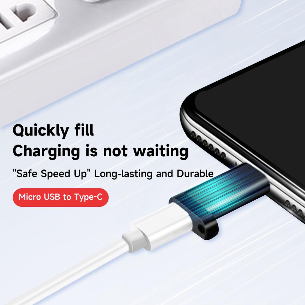 10 шт. Адаптер Micro USB (мама) на Type-C из алюминиевого сплава с отверстием для шнурка, V8 на Type-C, адаптер питания для зарядки и передачи данных OTG