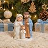Unique Housewarming Crafts Christmas Nativity Scene Figurine, Cartoon Manger Baby Jesus Resin Craft Tabletop Decorations for Home, Creative