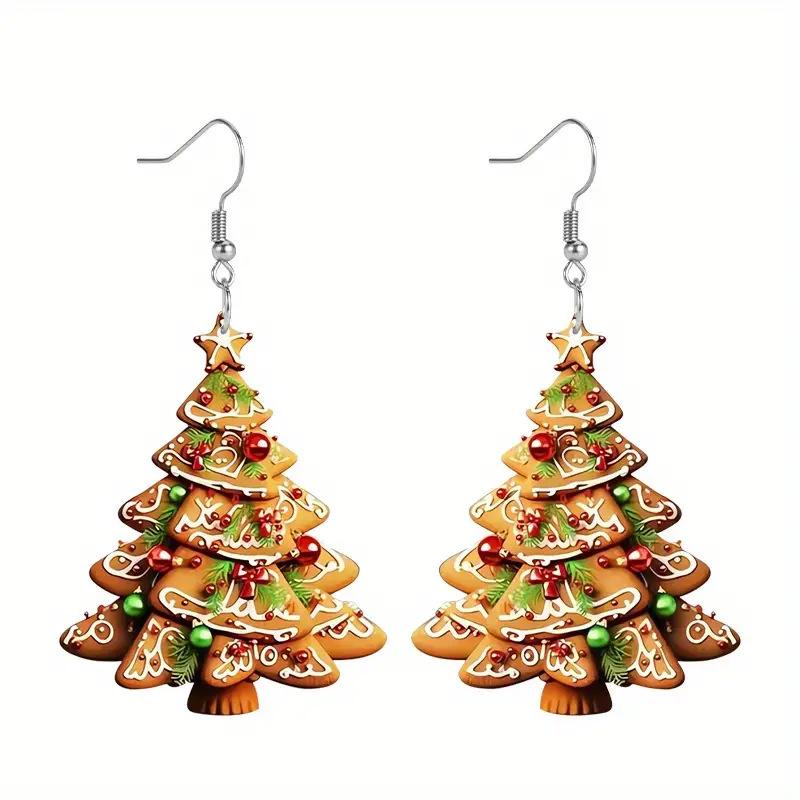 CAOSHI Newly Designed Christmas Pendant Earrings for Women Chic Cartoon Cookie Christmas Tree Design Delicate Gifts Accessories
