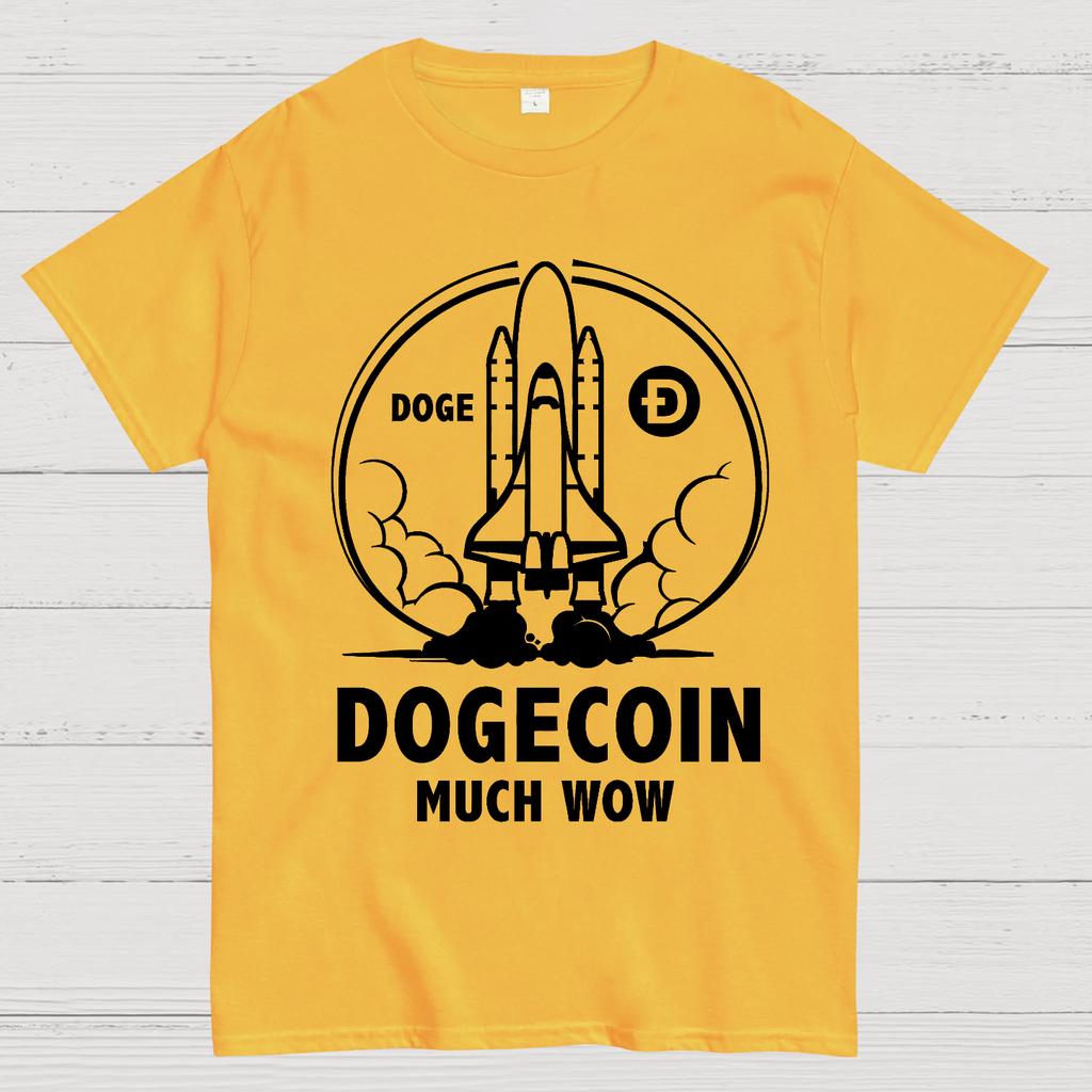 Dogecoin Ракета Много Вау Мем Шутка Забавная Криптовалюта Илон Маск DOGE Хлопок Летняя Повседневная Прохладная Свободная Футболка