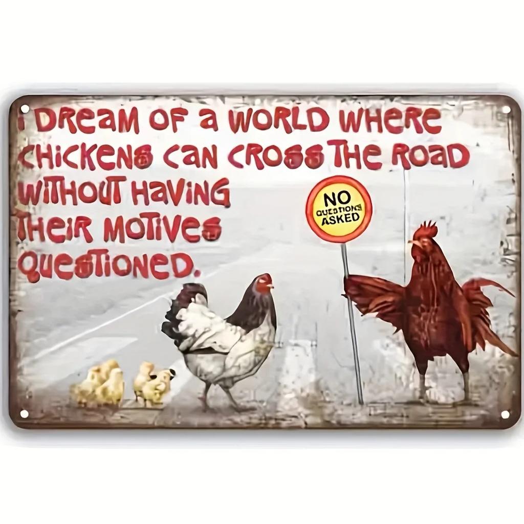 Crazy Chicken Coop Sign Retro Metal Welcome Plaque Funny Farmhouse Perfect For Henhouse Or Kitchen Ideal Farm Gift Wall Decor