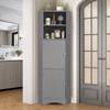 Bathroom Cabinet, Corner Cabinet with Two Storage Compartments, Open Compartment with Adjustable Shelf, 36.5x 36.5 x 155 cm, Light Grey