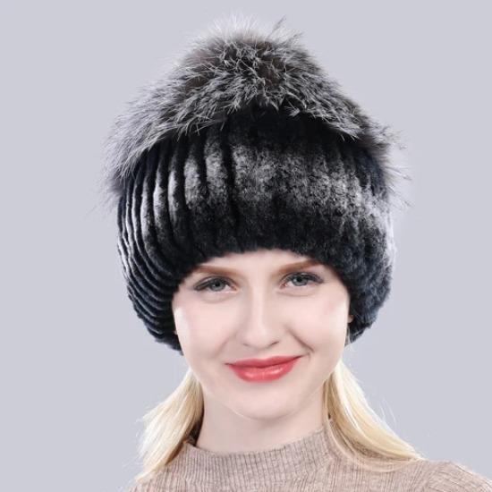 Новая уличная хорошая эластичная шапка из натурального кроличьего меха рекс женская зимняя вязаная шапка из натурального меха чернобурки женская шапка из натурального меха