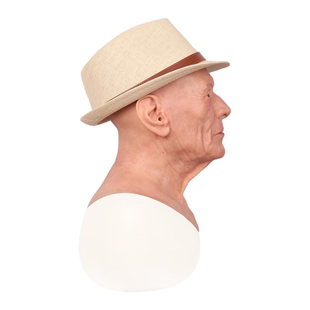 Cosplay Masks Silicone Old Man Head Face Masks Full Cover Masque Cosplay Masquerade Props Human Halloween Face Crossdressing