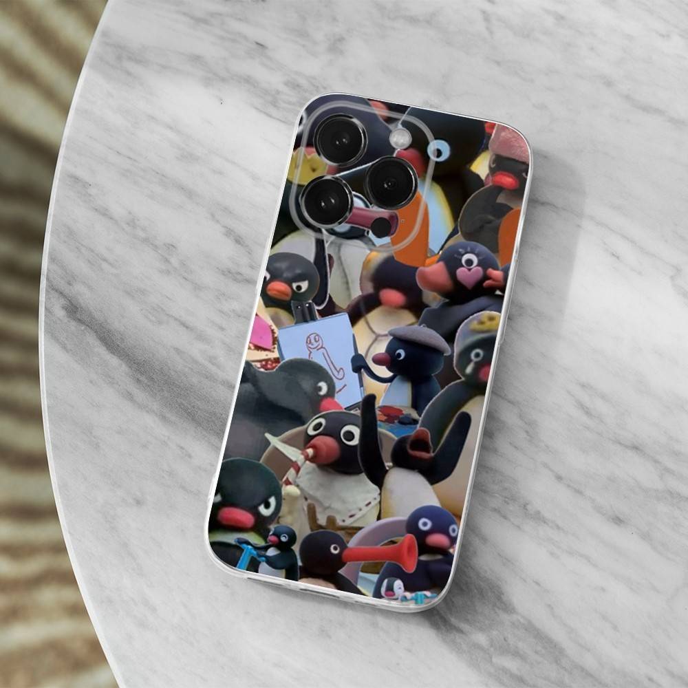 Милый животный P-Пингу Пингвин Чехол Для iPhone Max,13,XR,SE,12,15,Pro,17,Plus,11,14,16,X,XS,Mini Прозрачный Мягкий Чехол
