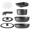 CAROTE Frying Pan 9 Fire PFOS Pot Removable Egg Marble Smooth Easy To One Year EW Series Set, Pieces, IH/Gas Compatible, PFOA, Free, Set, Handle,