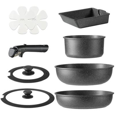 Сковорода CAROTE 9 Fire PFOS Pot Removable Egg Marble Smooth Easy To One Year EW Series Set, Pieces, IH/Gas Compatible, PFOA, Free, Set, Handle,