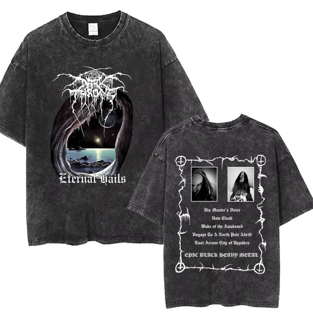 Washed Vintage Rock Band Mayhem Double Sided Print T-shirt Death Black Metal T Shirts Retro Gothic Punk T-shirts Unisex