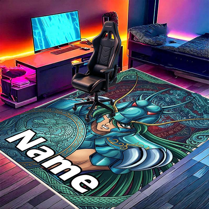 Custom Name Personalized Saint Seiya Print Carpet, Versatile Home Decor Rug, for Playroom, Apartment, Balcony, Entryway, Hallway Gift