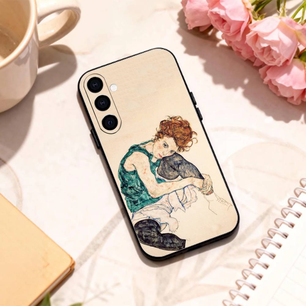 painter E-Egon S-Schiele phone Case For Samsung Galaxy A73,A72,A71,A70,A53,A52,A51,Others Soft Black Shell