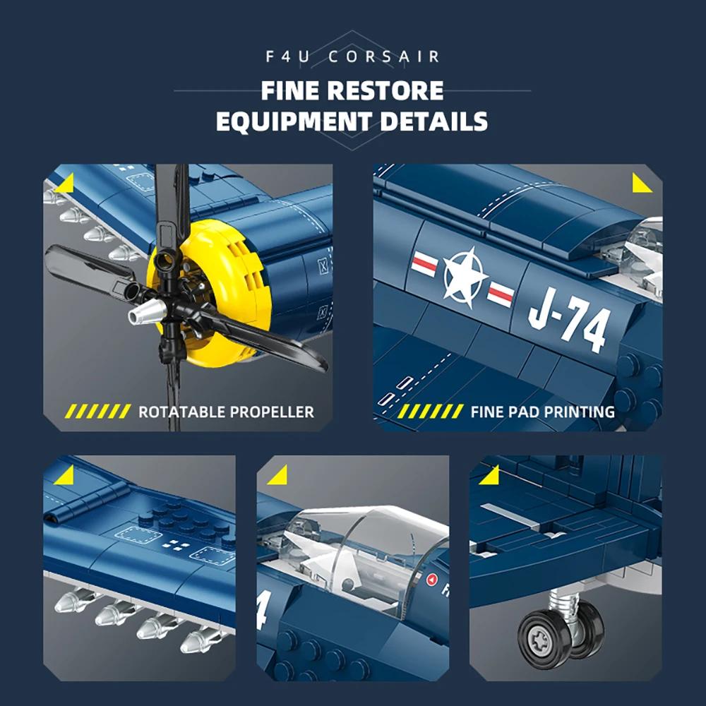 Military Aircraft Building Blocks Toys AH-1 Helicopter F4U Corsair Fighter Jet Model Ideal Gift for Kids, Aviation Enthusiasts