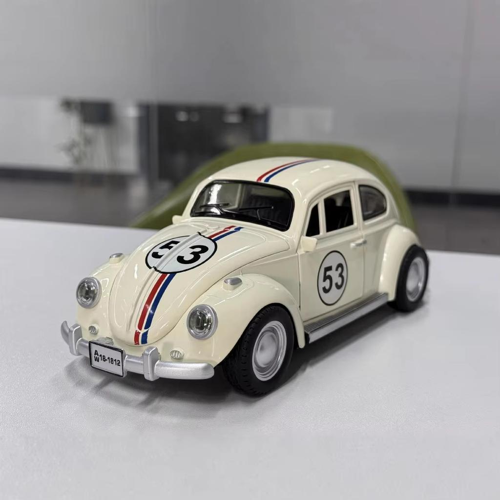 Simualtion 1/18 Scale Classic Beetle 1955 Car Model Collection Sound and Light Children Boy Toy Vehicle Gift Home Decor