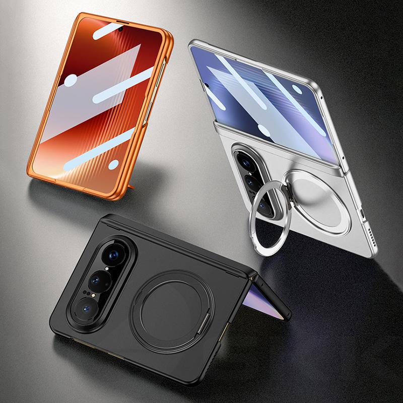 Magnetic Hinge Armor Case for Huawei Pura X Max Magsafe Charge Ring Holder Screen Protective Cover For Huawei Pura X Max Case