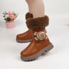 Children Casual Boots for Medium Big Girls Warm Thermal Boots Fluffy Plush Hairy with Flower Princess Sweet Kids Snow Boots Cute