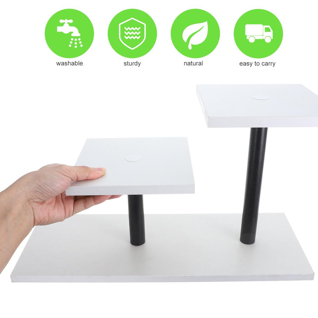 3-Tier Desktop Plant Stand for Office Study Indoor Space-Saving Countertop Flower Pot Shelf Holder Modern Metal Density Board