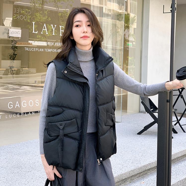 Fashionable and Warm Women's Stand Collar Cotton Warm Vest for Winter