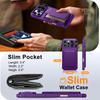 With Card Holder Sliding Camera Cover And Stand For iPhone 16 Pro Max Phone Case, Anti-Fall PC+TPU Wallet Case-Purple