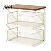 Home Coffee Bar Decor Station Organizer with Drawer, Tiered Organizer, Wooden Top Shelf, Capsule Wire Mesh Drawers for Tea Bags, Capsules, Office
